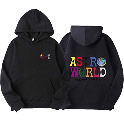 Yesgirl Travis Scott Astroworld Wish You were Here Hoodies Mode Brief Kapuzenpullover Streetwear Herren Damen Pullover Sweatshirt Unisex Tops Schwarz 2XL von Yesgirl