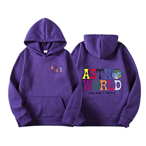 Yesgirl Travis Scott Astroworld Wish You were Here Hoodies Mode Brief Kapuzenpullover Streetwear Herren Damen Pullover Sweatshirt Unisex Tops Violett 2XL von Yesgirl