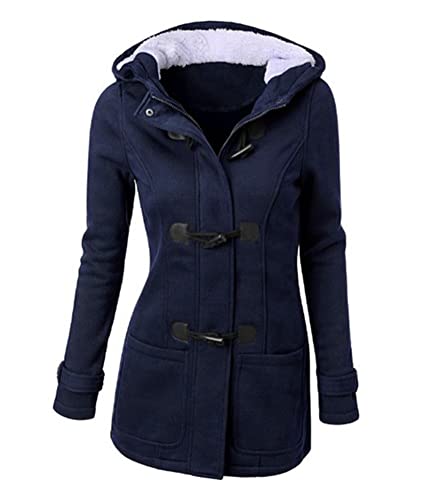 Yesgirl Wintermantel Damen Winter Parka Jacke Warm Gefüttert Winterparka mit Fellkapuze Dicke Winterjacke Lang Mantel Coat Outdoorjacke mit Taschen Große Größen B Blau 3XL von Yesgirl