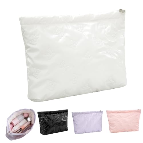 Yeshore Große Make-up-Tasche mit Schleife, wasserdicht, waschbar, für Reisen und den täglichen Gebrauch, für Damen und Mädchen, Weiß Yeshore Große Make-up-Tasche mit Schleife, wasserdicht, waschbar, für Reisen und den täglichen Gebrauch, für Damen und Mädchen, Weiß von Yeshore