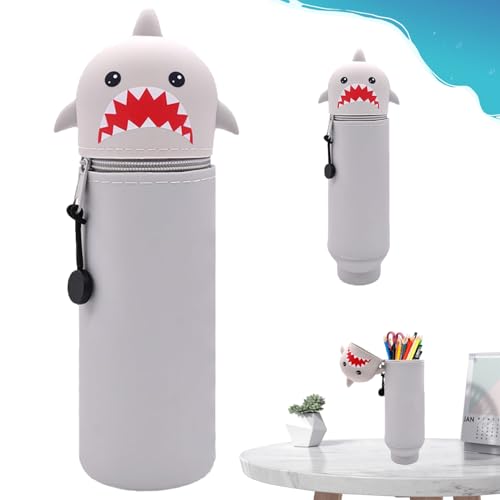 Yesmoyhe Hai Silikon Bleistifttasche, Cartoon Hai Federmäppchen, Silikon Hai Stiftetasche, Kawaii Hai Bleistifttasche, weichem Hai Federtasche, 2 in 1 Hai Bleistifttasche, für Schülerin Teenager von Yesmoyhe