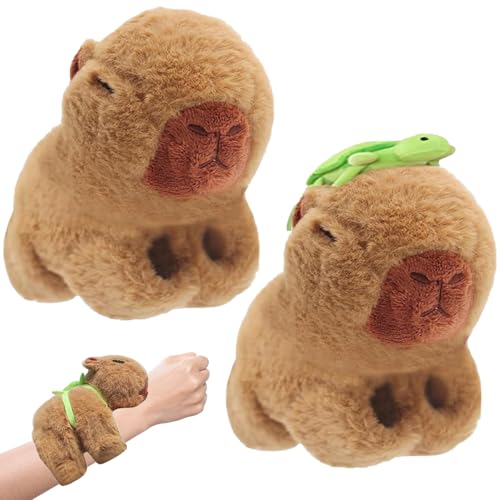 Yesmoyhe Capybara Slap Armband, 2pcs Plüsch Capybara Slap Armband, Capybara Plüsch Slap Bands, Capybara Stofftier Armbänder, Capybara Tier Slap Armbänder, Capybara Schnapparmband, für Kinder Geschenk von Yesmoyhe