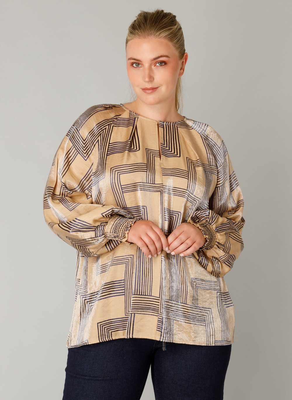 Große Größen Bluse Fleur, Damen, braun, Größe: 46, Viskose/Nylon, Happy Size DE Women von Yest Curve