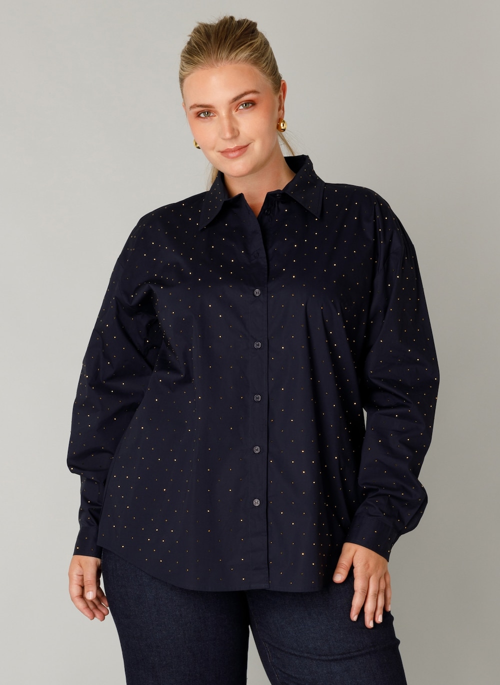 Große Größen Bluse Frances, Damen, grau, Größe: 48, Baumwolle, Happy Size DE Women von Yest Curve