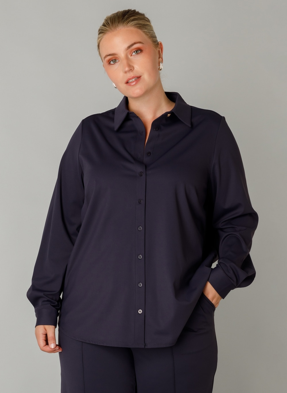 Große Größen Bluse Savanna Essential, Damen, grau, Größe: 48, Synthetische Fasern/Elasthan, Happy Size DE Women von Yest Curve