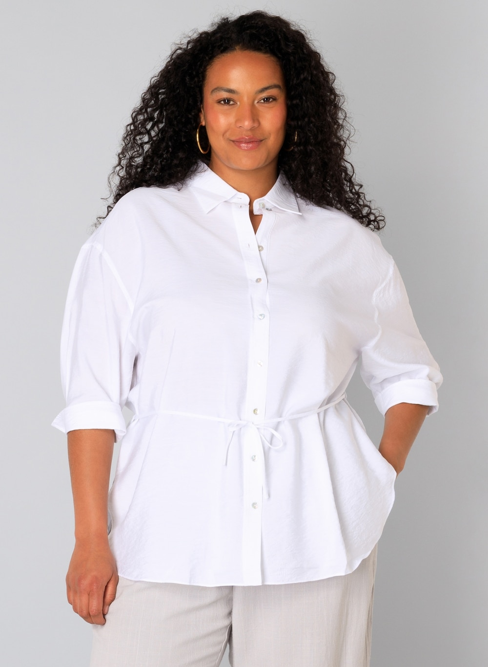 Große Größen Bluse Umeko, Damen, weiß, Größe: 50, Viskose/Nylon, Happy Size DE Women von Yest Curve