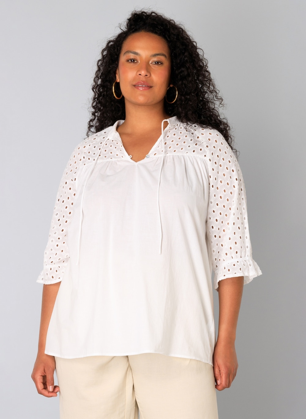 Große Größen Bluse Uyen, Damen, weiß, Größe: 44, Baumwolle, Happy Size DE Women von Yest Curve