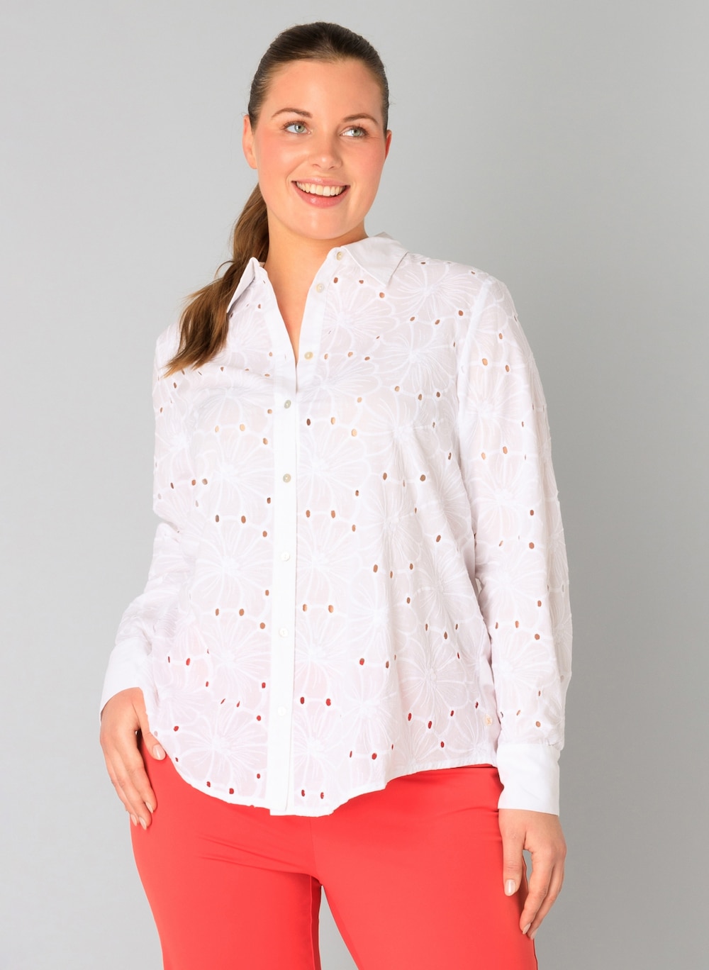 Große Größen Bluse Valente, Damen, weiß, Größe: 48, Baumwolle, Happy Size DE Women von Yest Curve