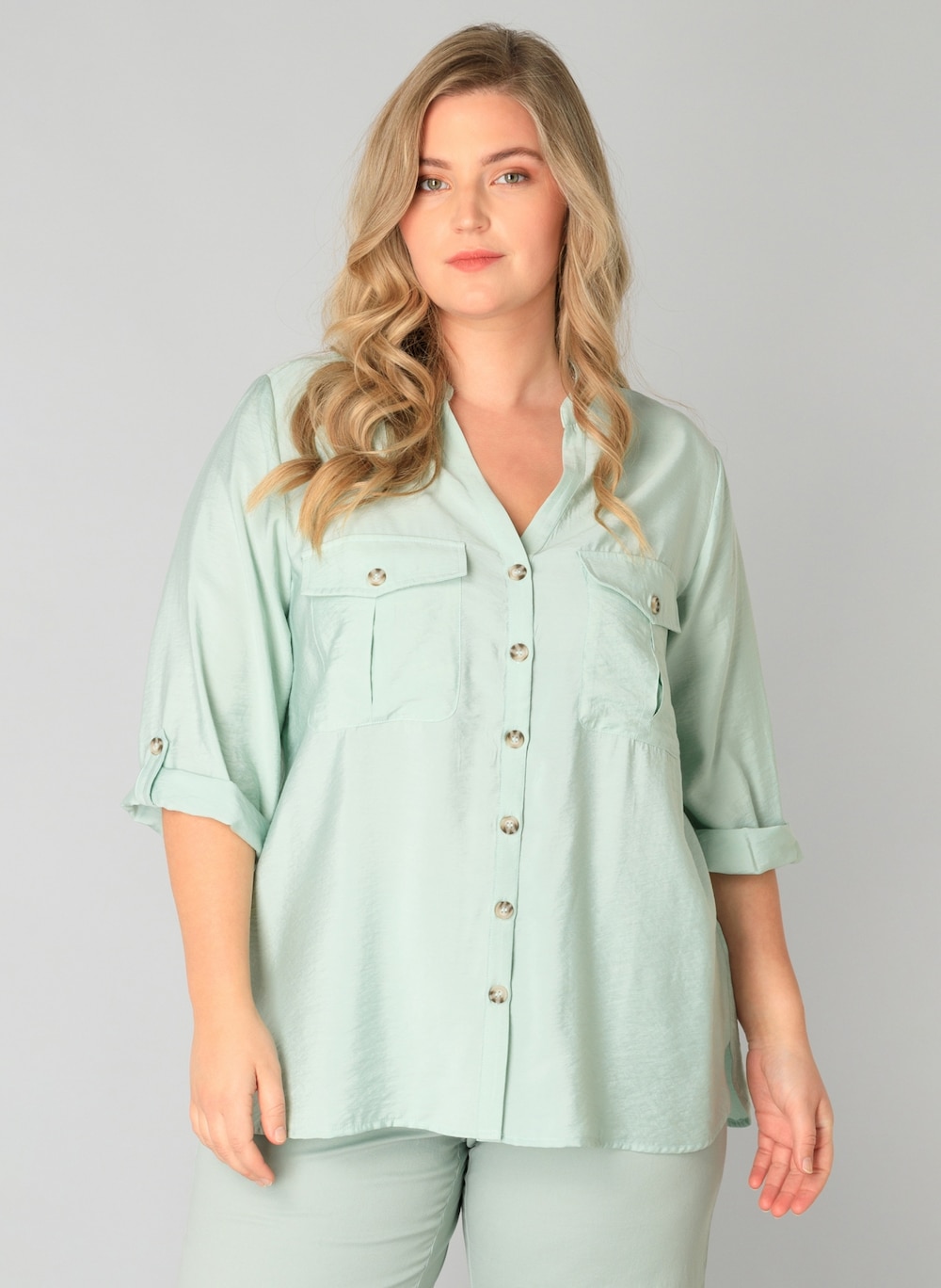 Große Größen Bluse Willemke, Damen, türkis, Größe: 46, Viskose/Nylon, Happy Size DE Women von Yest Curve