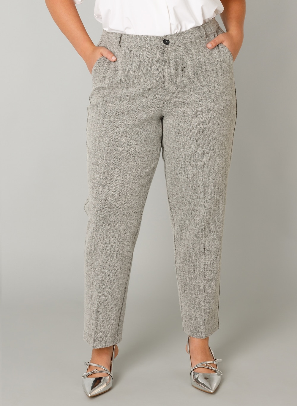 Große Größen Hose Fredrika, Damen, grau, Größe: 46, Polyester/Baumwolle, Happy Size DE Women von Yest Curve