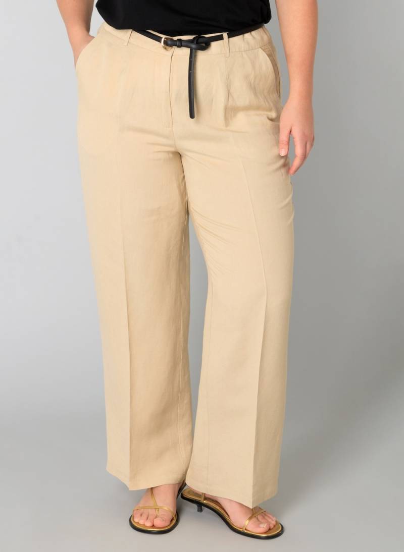 Große Größen Hose Hedwig Essential, Damen, beige, Größe: 108, Leinen/Viskose, Happy Size DE Women von Yest Curve