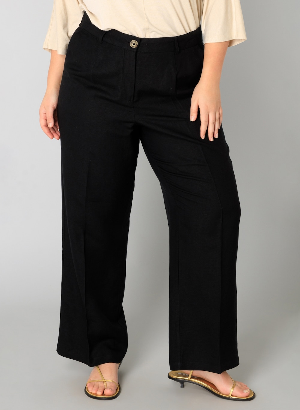 Große Größen Hose Hedwig Essential, Damen, schwarz, Größe: 96, Leinen/Viskose, Happy Size DE Women von Yest Curve