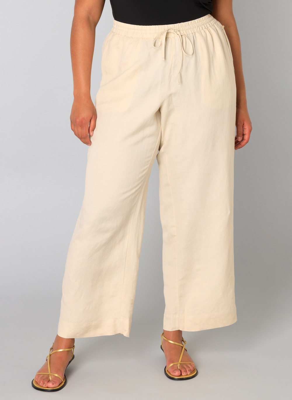 Große Größen Hose Trijntje Essential, Damen, beige, Größe: 44, Leinen/Viskose, Happy Size DE Women von Yest Curve