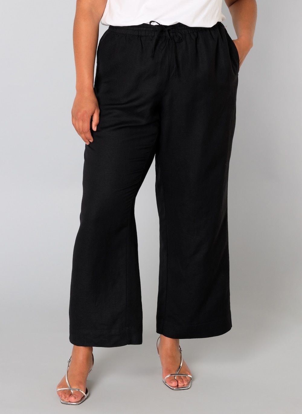 Große Größen Hose Trijntje Essential, Damen, schwarz, Größe: 50, Leinen/Viskose, Happy Size DE Women von Yest Curve