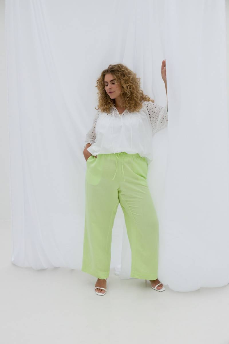 Große Größen Hose Trijntje Essential, Damen, türkis, Größe: 48, Leinen/Viskose, Happy Size DE Women von Yest Curve