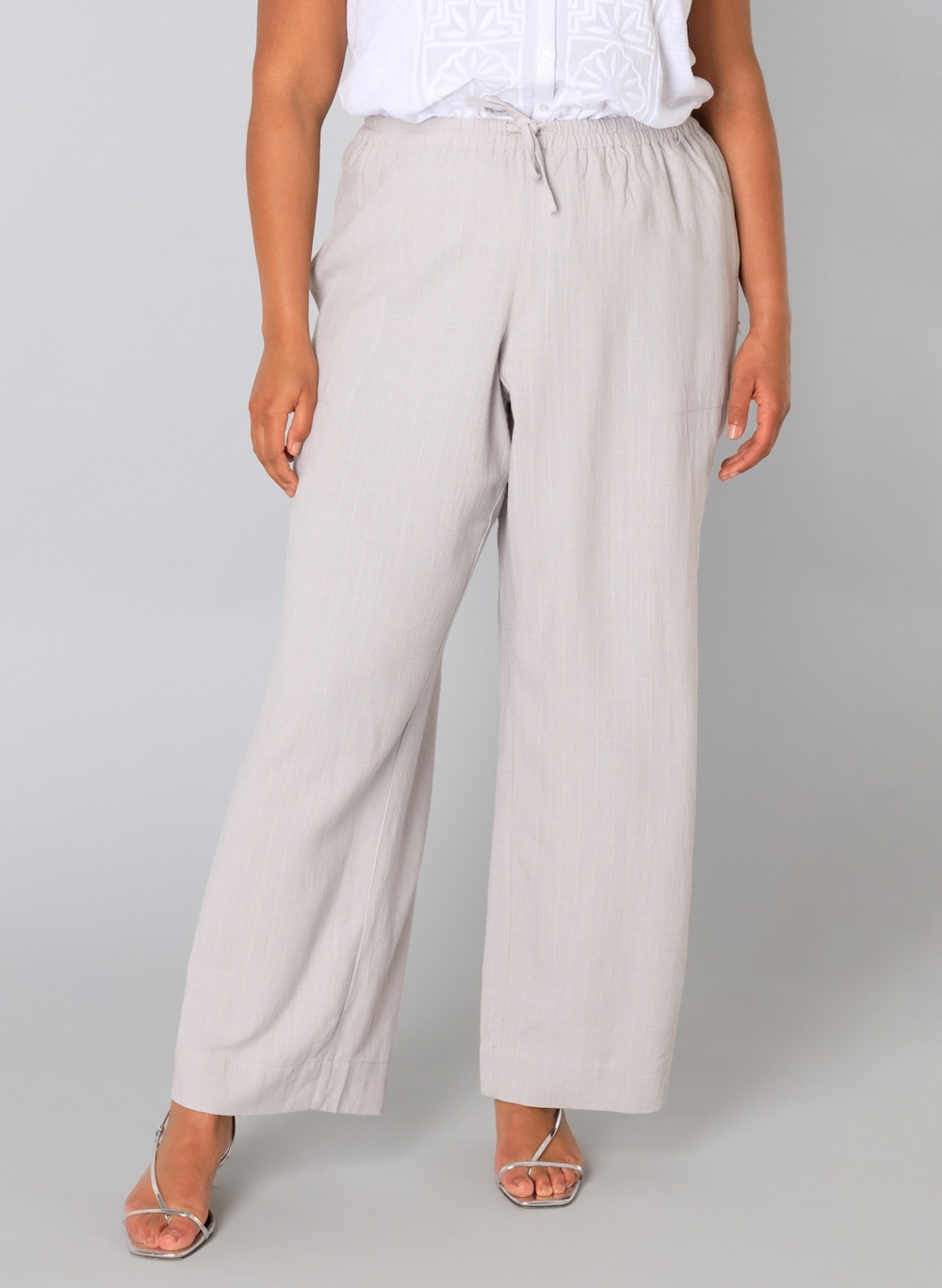 Große Größen Hose Uma, Damen, grau, Größe: 52, Viskose/Leinen, Happy Size DE Women von Yest Curve