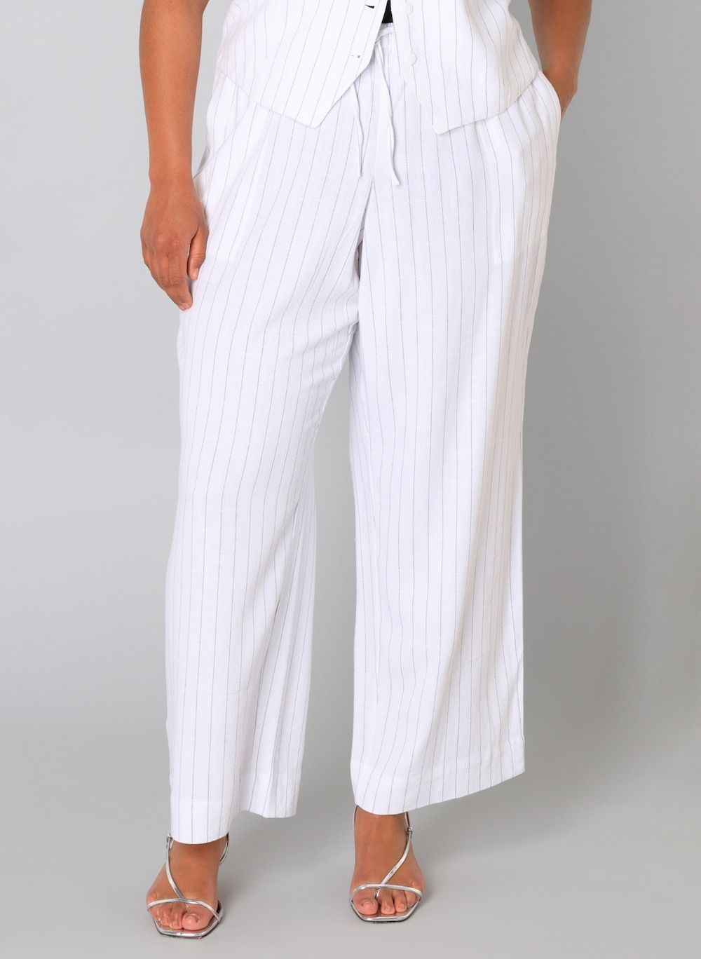 Große Größen Hose Uma, Damen, weiß, Größe: 52, Viskose/Leinen, Happy Size DE Women von Yest Curve