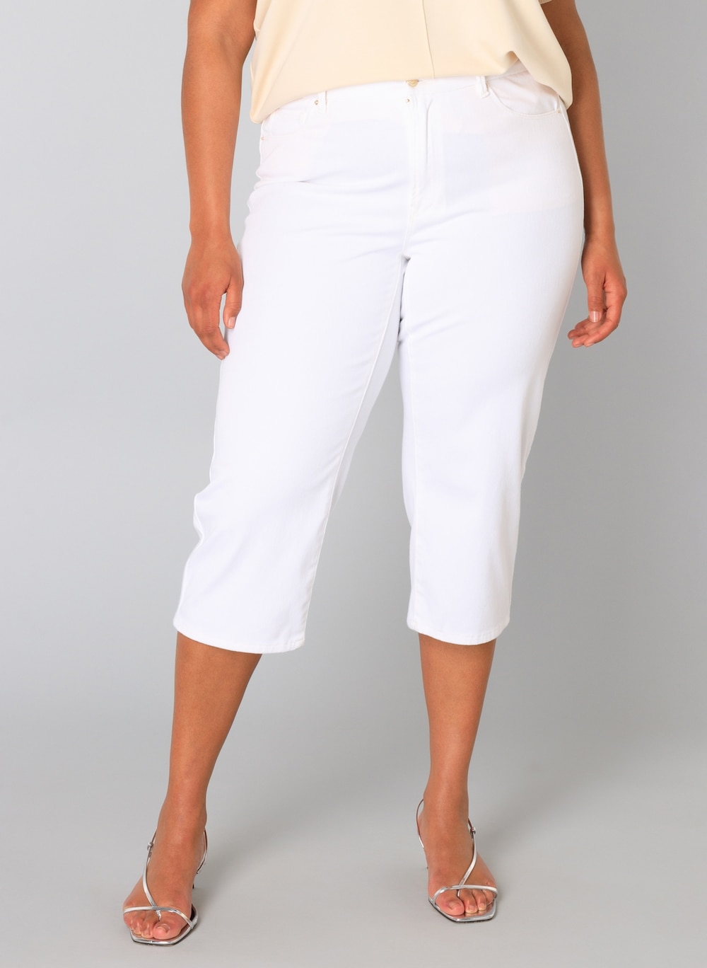 Große Größen Hose Umay, Damen, weiß, Größe: 46, Baumwolle/Polyester/Elasthan, Happy Size DE Women von Yest Curve