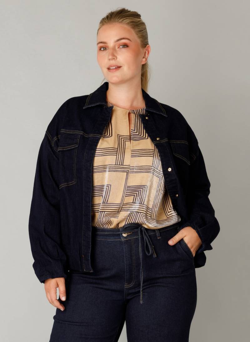 Große Größen Jacke Fernanda, Damen, blau, Größe: 46, Baumwolle, Happy Size DE Women von Yest Curve