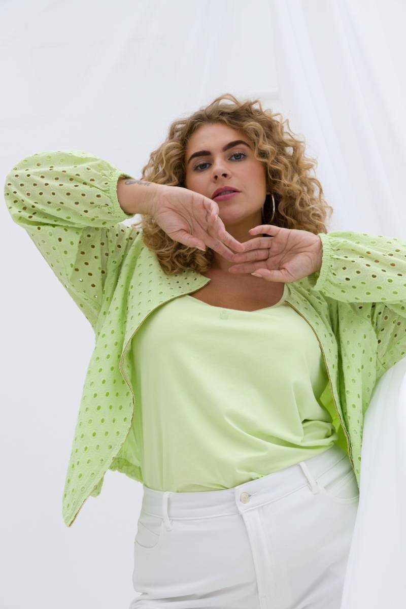 Große Größen Jacke Ume, Damen, türkis, Größe: 52, Baumwolle, Happy Size DE Women von Yest Curve