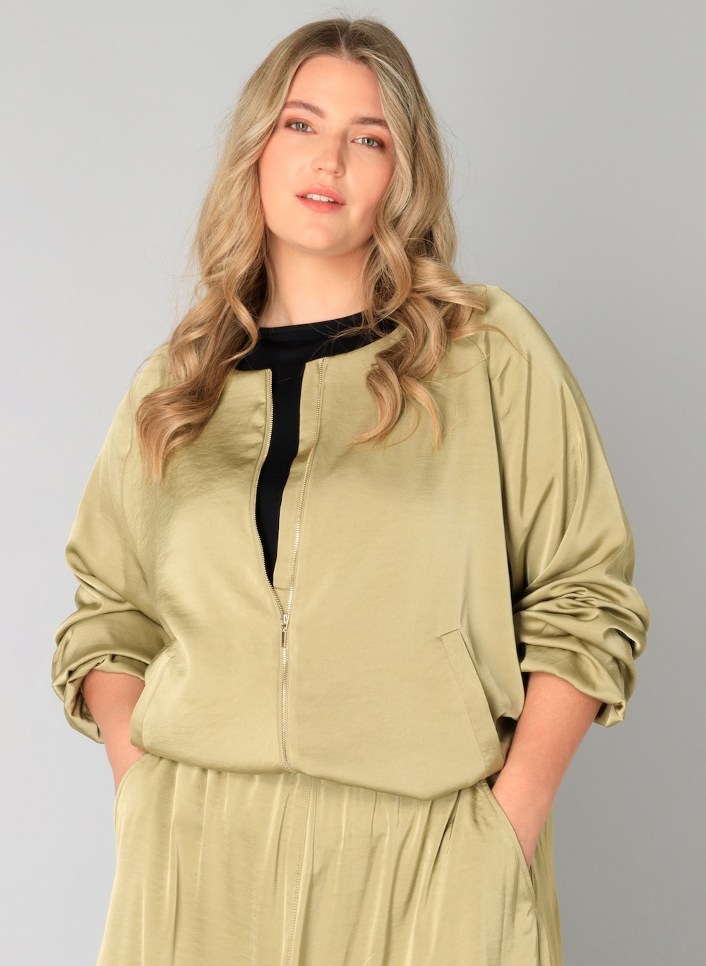 Große Größen Jacke Wassima, Damen, grau, Größe: 52, Polyester, Happy Size DE Women von Yest Curve