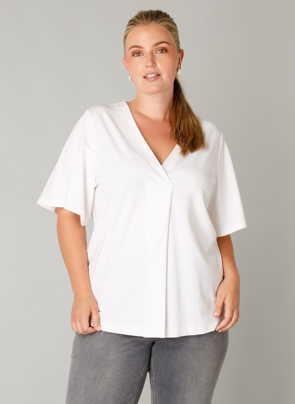 Große Größen Jerseyhemd Fawn, Damen, weiß, Größe: 52, Viskose/Nylon, Happy Size DE Women von Yest Curve