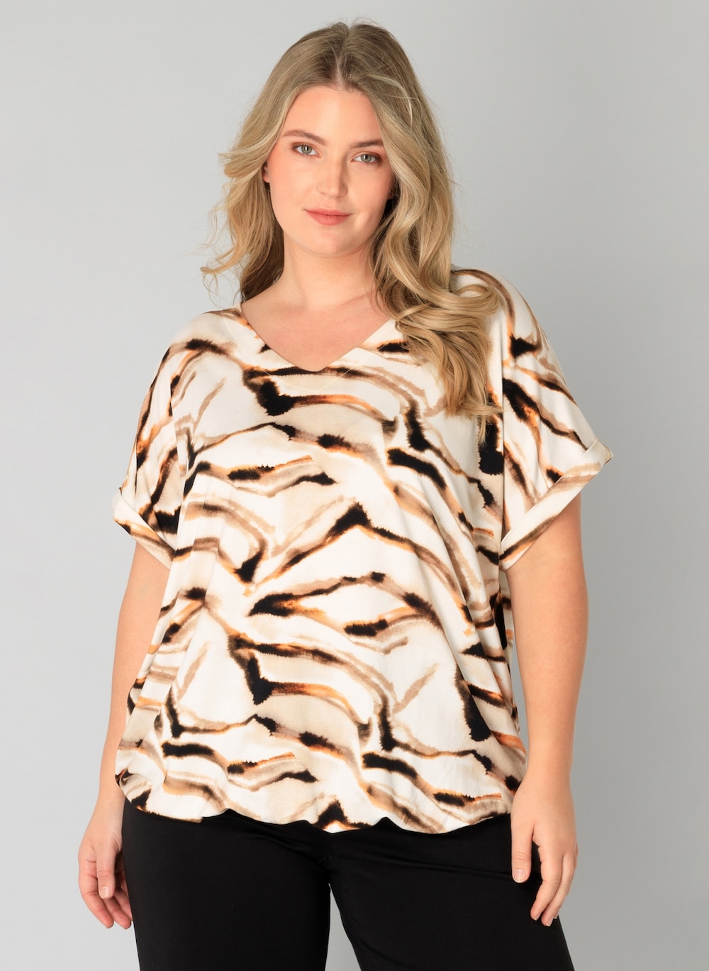 Große Größen Jerseyhemd Helin Essential, Damen, schwarz, Größe: 50, Happy Size DE Women von Yest Curve