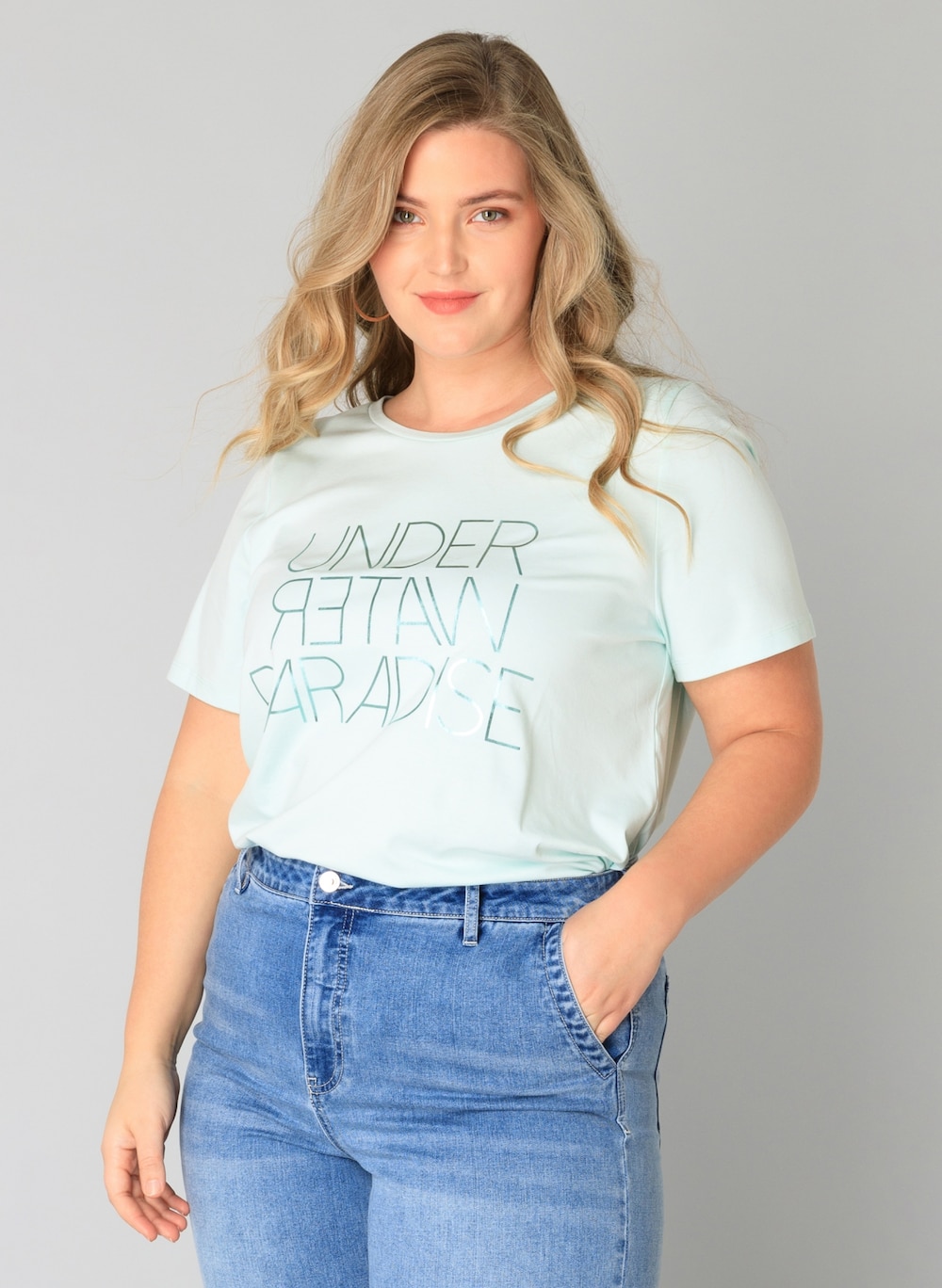 Große Größen Jerseyhemd Jytta Essential, Damen, türkis, Größe: 50, Baumwolle/Synthetische Fasern, Happy Size DE Women von Yest Curve