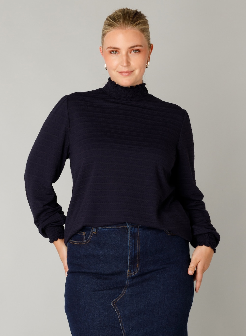 Große Größen Jerseyhemd Veroniek Essential, Damen, grau, Größe: 44, Polyester/Viskose, Happy Size DE Women von Yest Curve