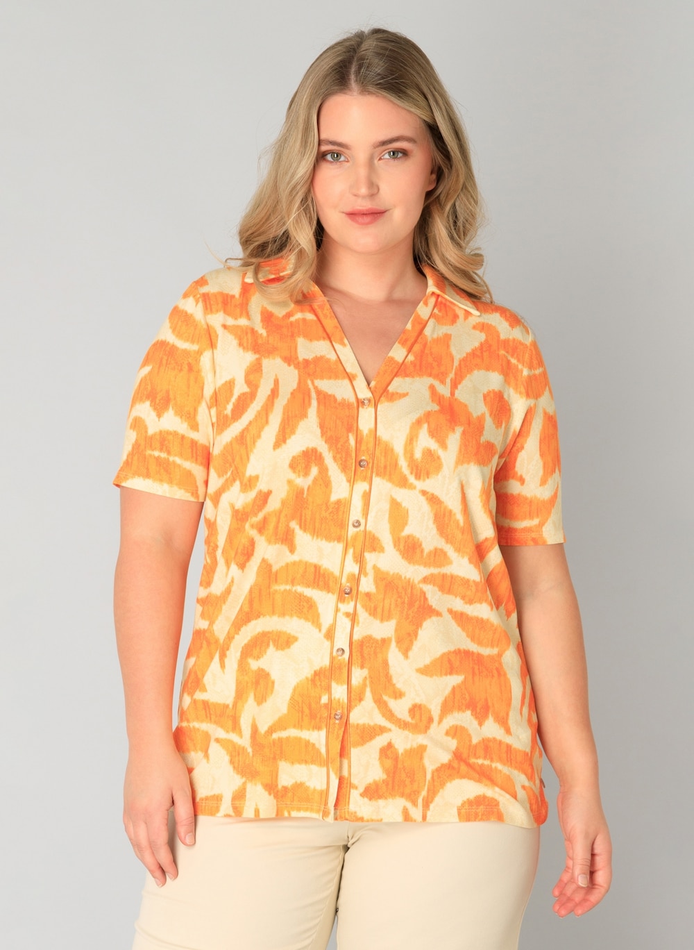 Große Größen Jerseyhemd Wieke, Damen, orange, Größe: 46, Happy Size DE Women von Yest Curve