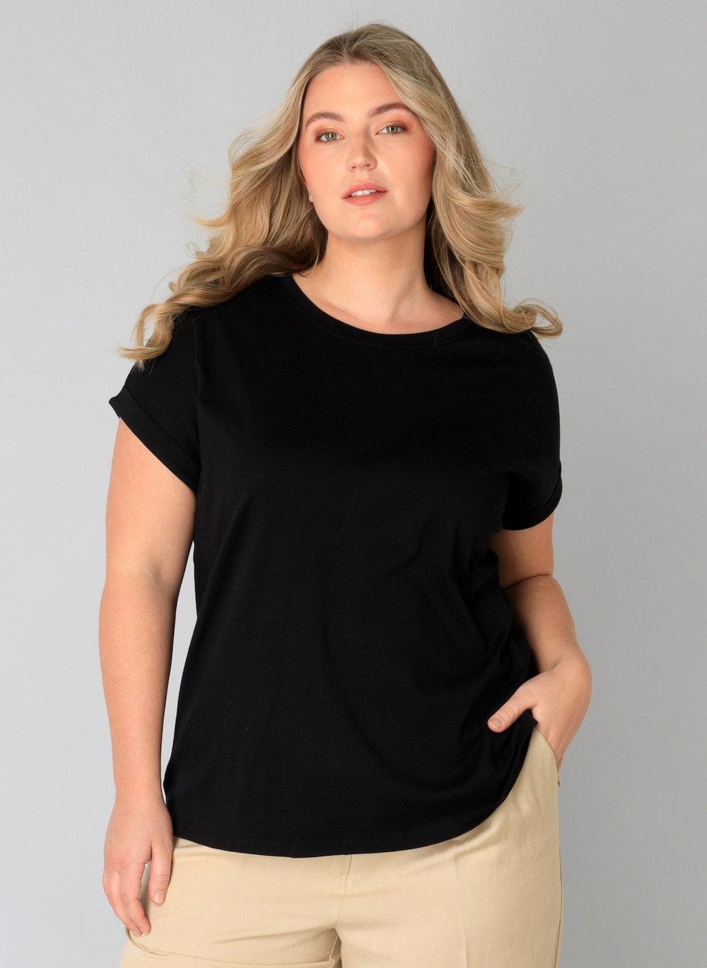Große Größen Jerseyhemd Wytske, Damen, schwarz, Größe: 52, Baumwolle, Happy Size DE Women von Yest Curve