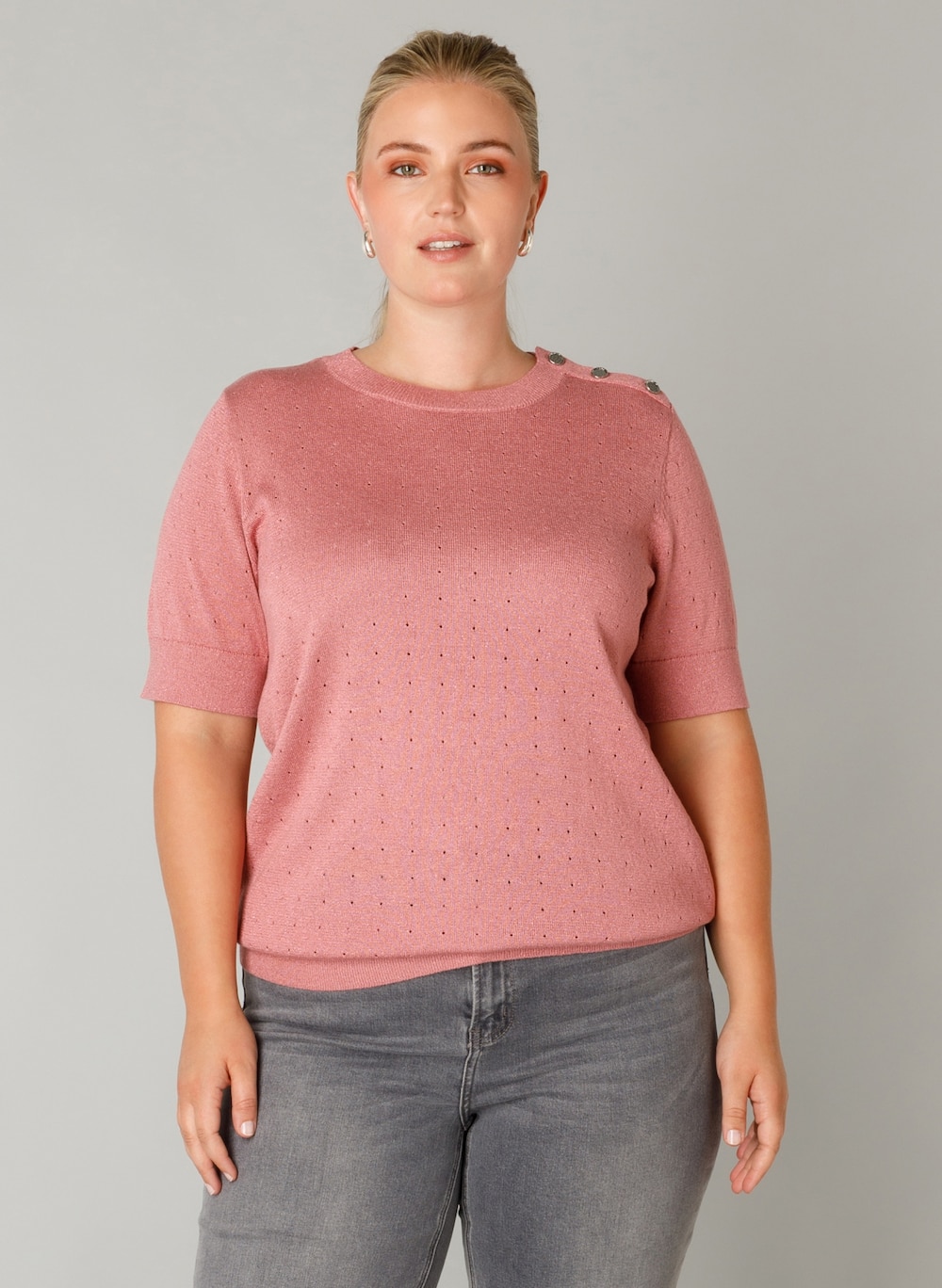Große Größen Jumper Floortje, Damen, rosa, Größe: 44, Viskose/Nylon, Happy Size DE Women von Yest Curve