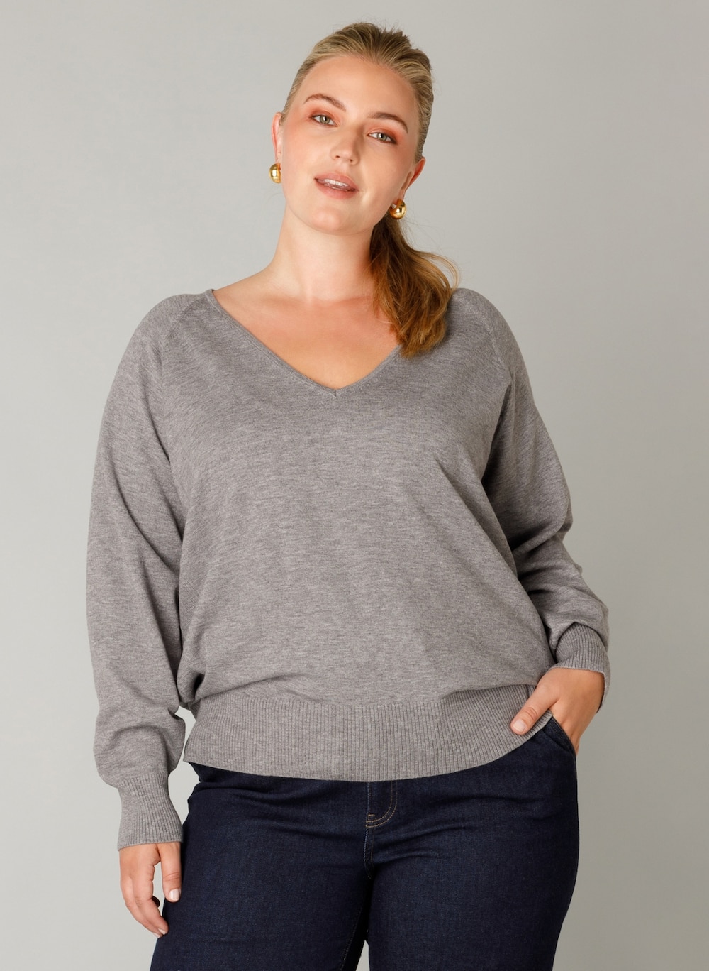Große Größen Jumper Francesca, Damen, grau, Größe: 44, Polyester/Viskose/Nylon, Happy Size DE Women von Yest Curve