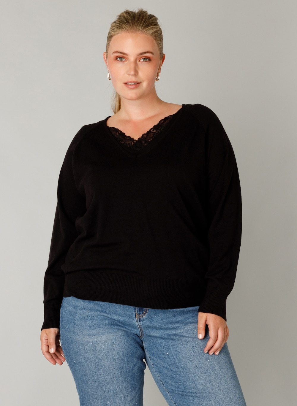 Große Größen Jumper Francesca, Damen, schwarz, Größe: 50, Polyester/Viskose/Nylon, Happy Size DE Women von Yest Curve