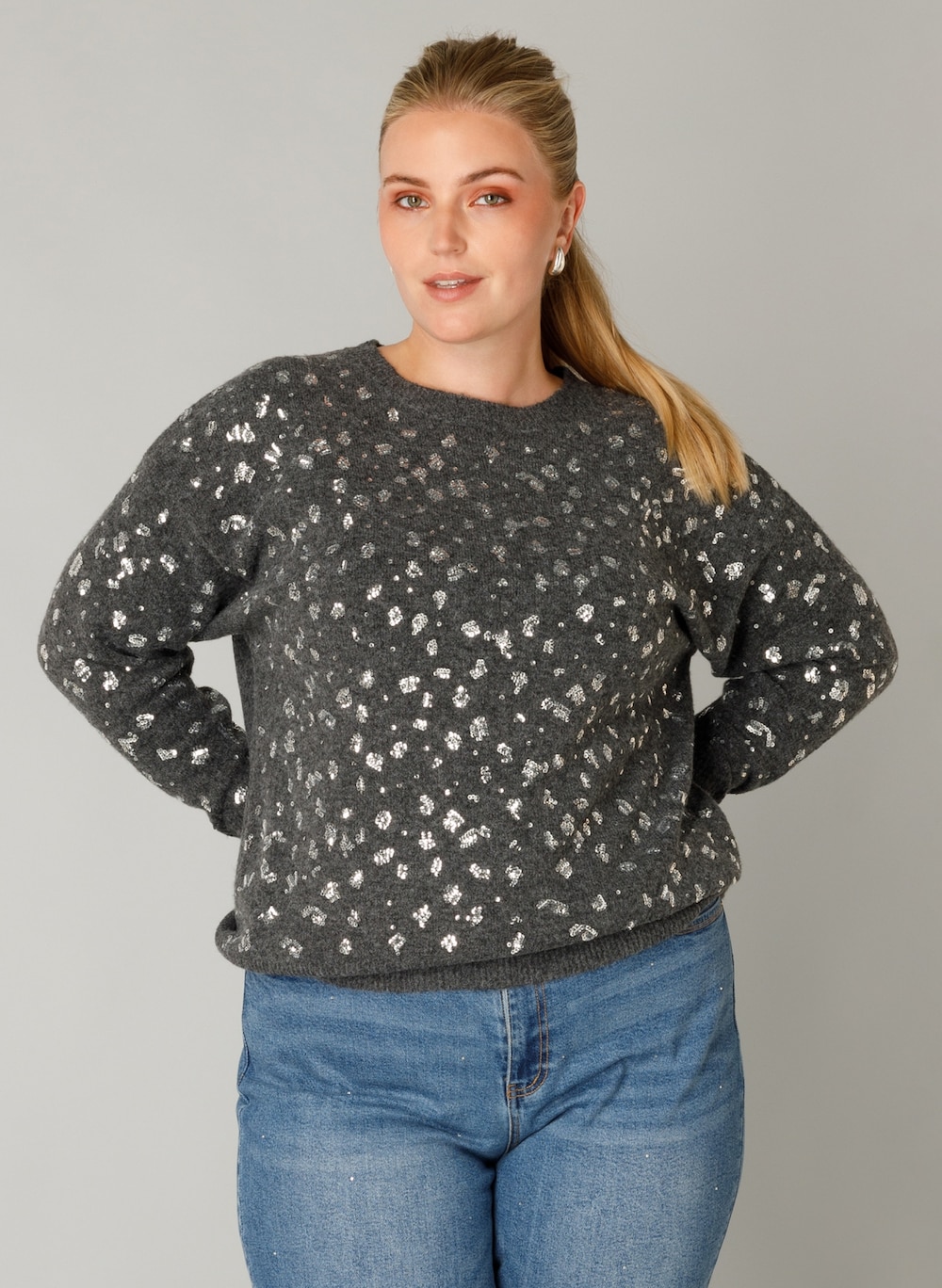 Große Größen Jumper Franny, Damen, braun, Größe: 46, Polyester/Nylon, Happy Size DE Women von Yest Curve