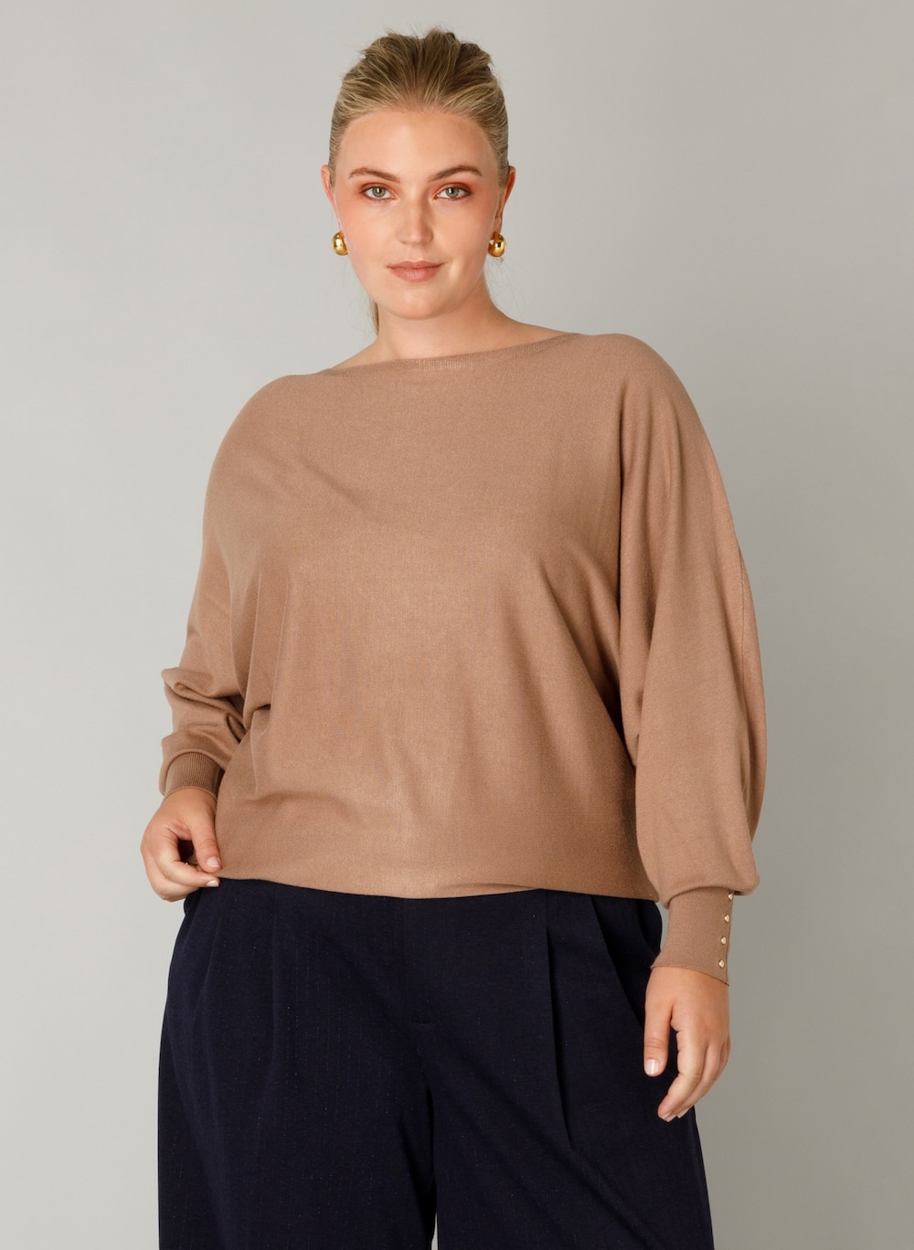 Große Größen Jumper Roel Essential, Damen, braun, Größe: 50, Viskose/Nylon, Happy Size DE Women von Yest Curve