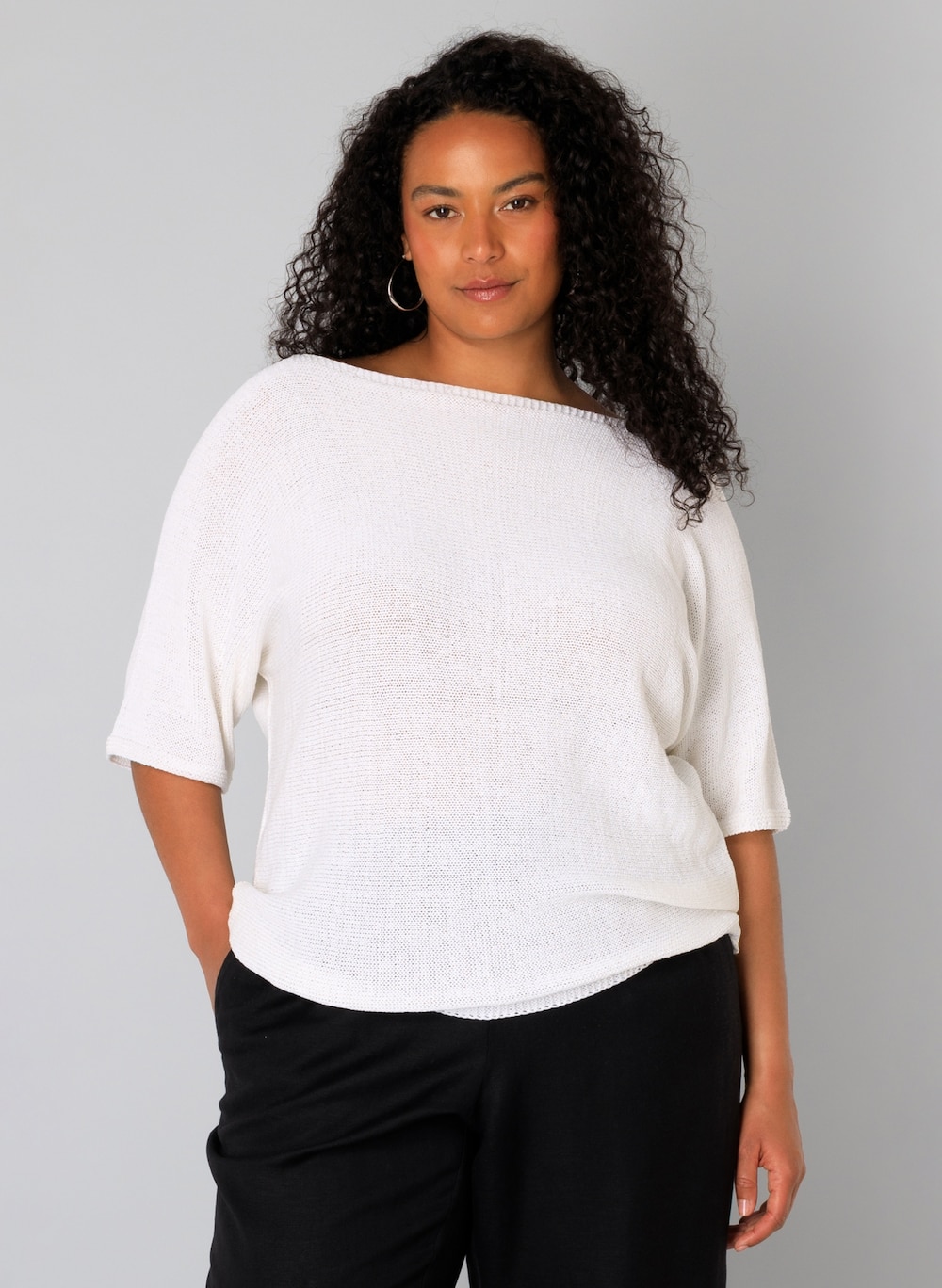 Große Größen Jumper Uzoma, Damen, weiß, Größe: 44, Polyester/Baumwolle, Happy Size DE Women von Yest Curve