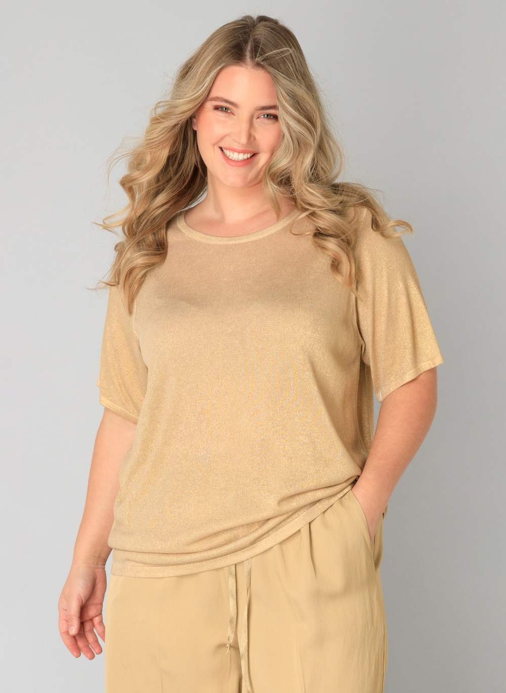 Große Größen Jumper Wyke, Damen, beige, Größe: 46, Viskose/Nylon, Happy Size DE Women von Yest Curve