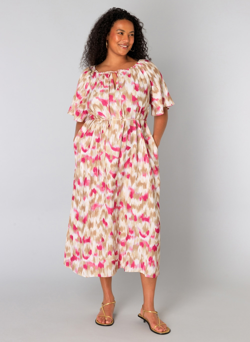 Große Größen Maxikleid Ula, Damen, rosa, Größe: 50, Viskose/Nylon, Happy Size DE Women von Yest Curve