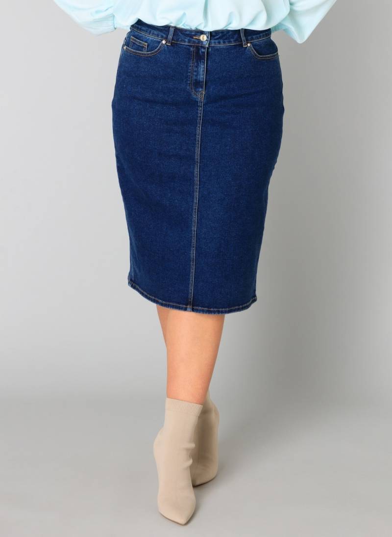 Große Größen Rock Riva Essential, Damen, blau, Größe: 44, Baumwolle/Polyester, Happy Size DE Women von Yest Curve