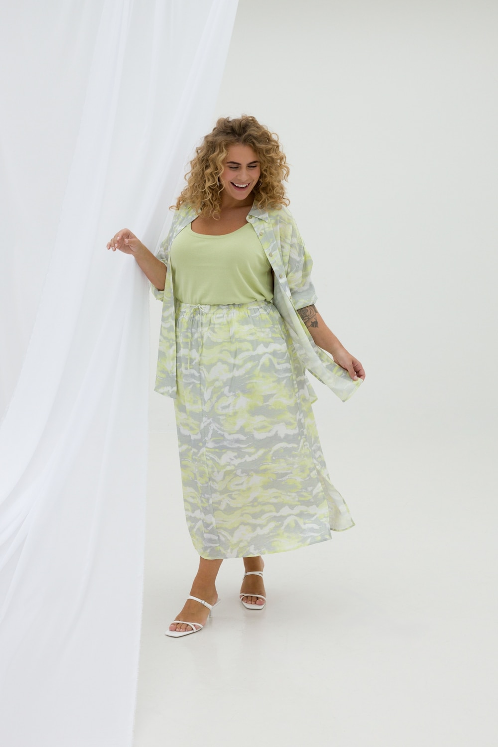 Große Größen Rock Ulda, Damen, grau, Größe: 54, Viskose/Nylon, Happy Size DE Women von Yest Curve