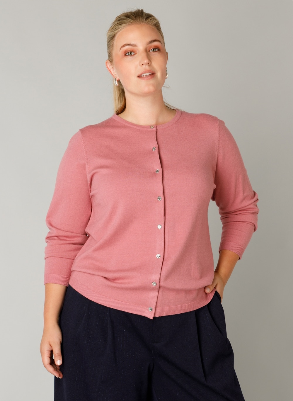 Große Größen Strickjacke Francine, Damen, rosa, Größe: 48, Polyester/Viskose/Nylon, Happy Size DE Women von Yest Curve