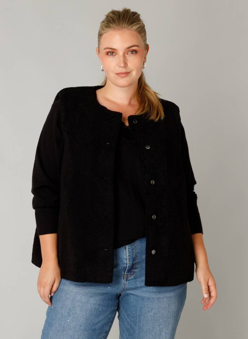 Große Größen Strickjacke Frigg, Damen, schwarz, Größe: 50, Polyester, Happy Size DE Women von Yest Curve