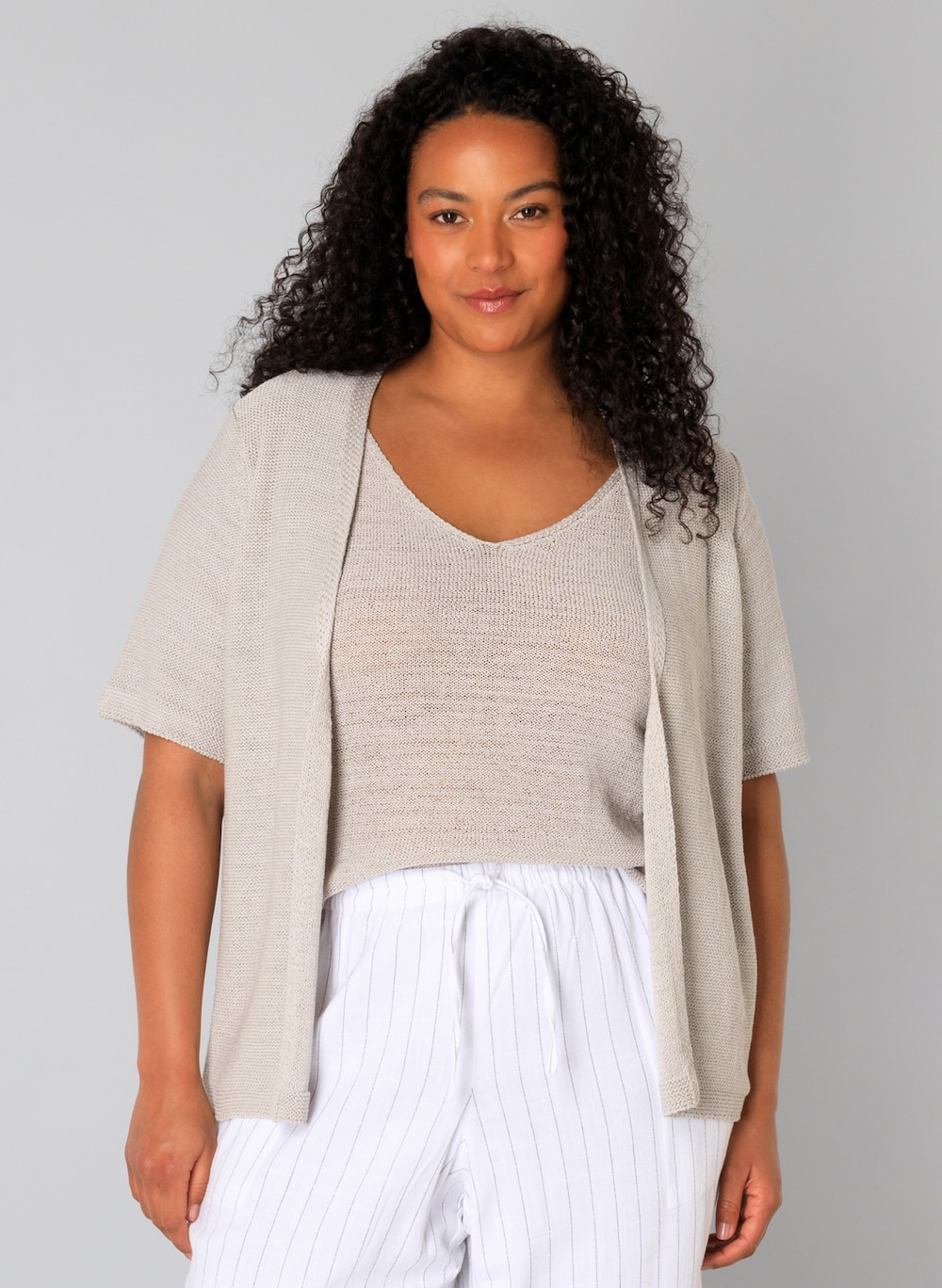 Große Größen Strickjacke Jitske Essential, Damen, grau, Größe: 44, Polyester/Baumwolle, Happy Size DE Women von Yest Curve