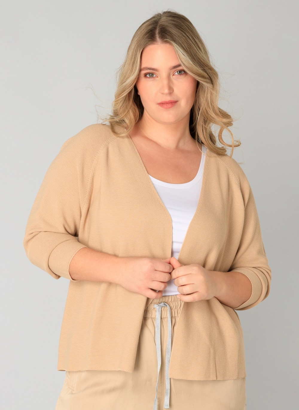 Große Größen Strickjacke Julia Essential, Damen, rosa, Größe: 50, Baumwolle, Happy Size DE Women von Yest Curve
