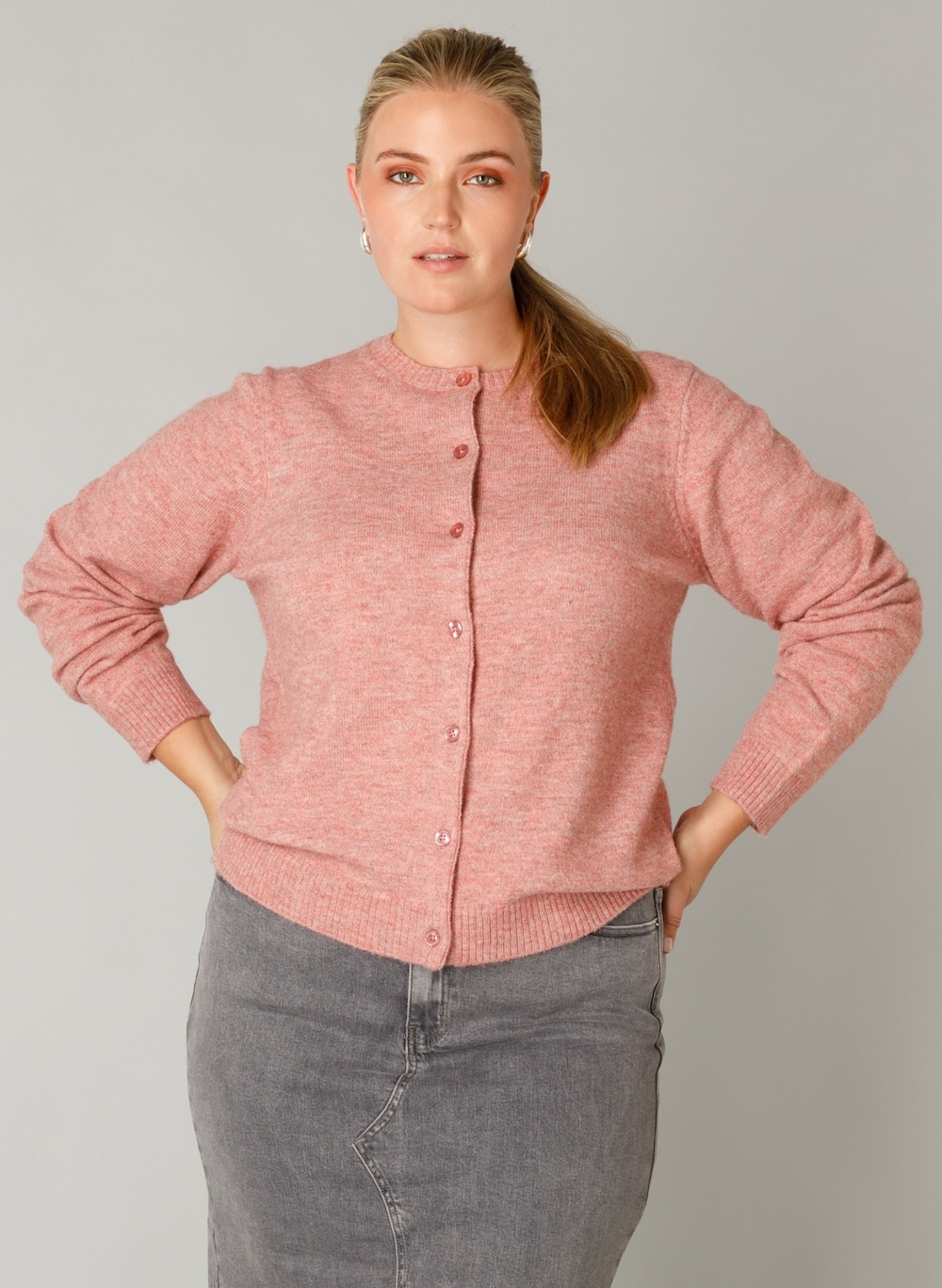 Große Größen Strickjacke Roelien Essential, Damen, rosa, Größe: 52, Happy Size DE Women von Yest Curve