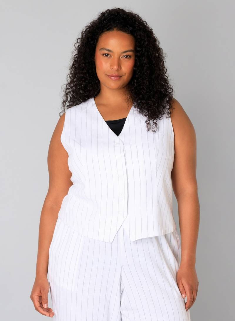 Große Größen Strickjacke Uzra, Damen, weiß, Größe: 48, Viskose/Leinen, Happy Size DE Women von Yest Curve