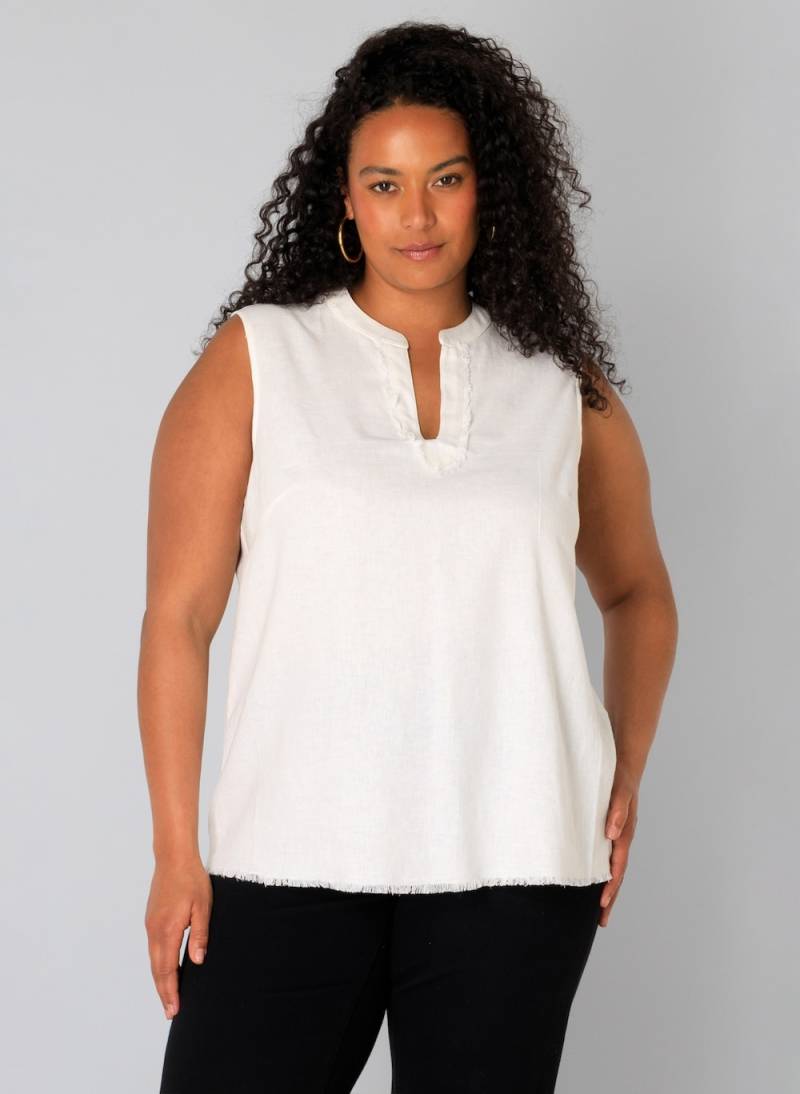 Große Größen Top Ulaana, Damen, weiß, Größe: 52, Leinen/Viskose, Happy Size DE Women von Yest Curve