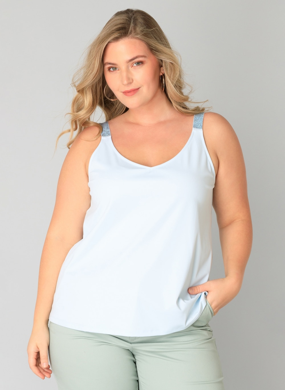 Große Größen Top Wieneke, Damen, blau, Größe: 44, Synthetische Fasern/Elasthan, Happy Size DE Women von Yest Curve