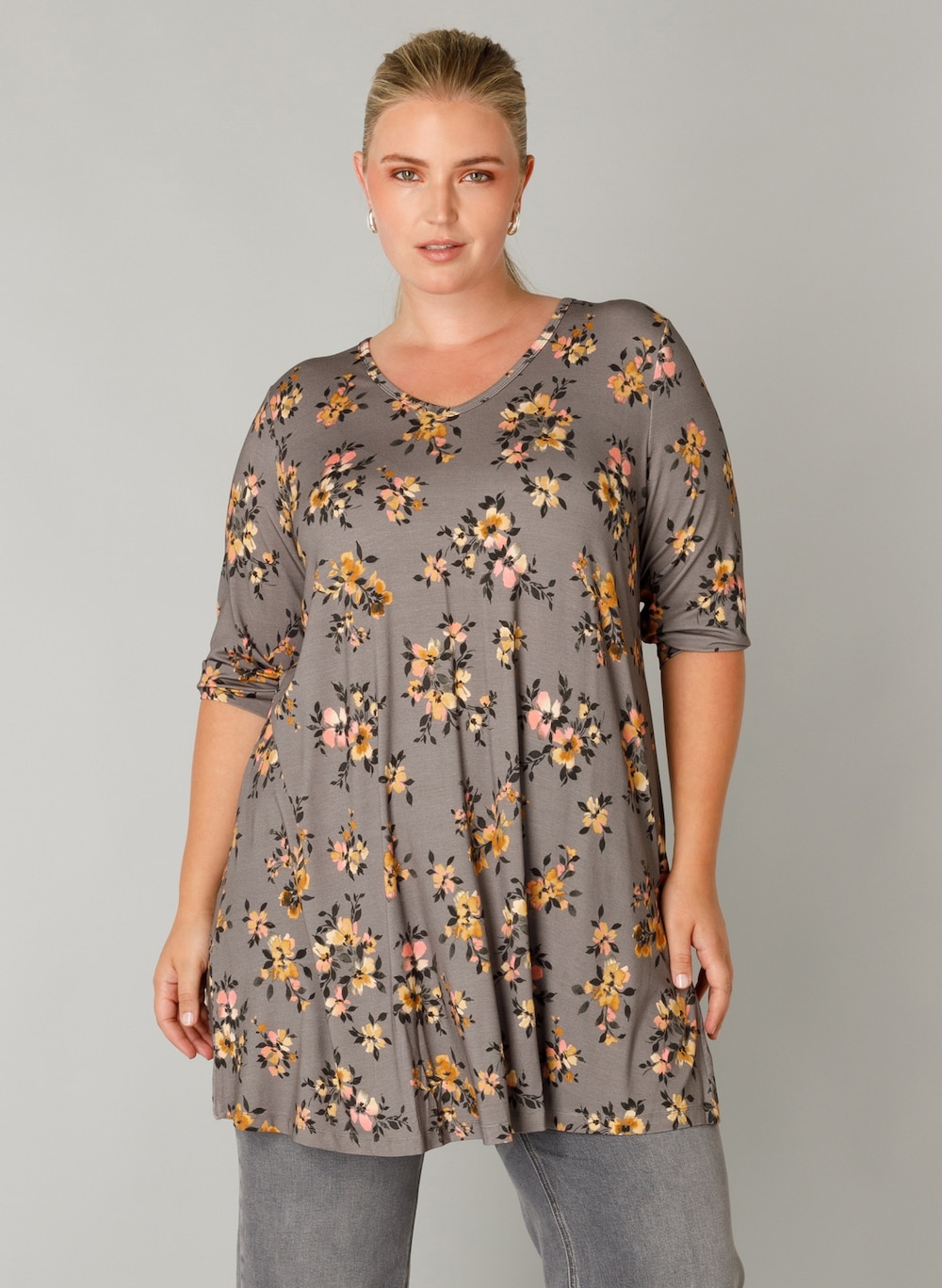 Große Größen Tunika Ankaria Essential, Damen, grau, Größe: 54, Happy Size DE Women von Yest Curve